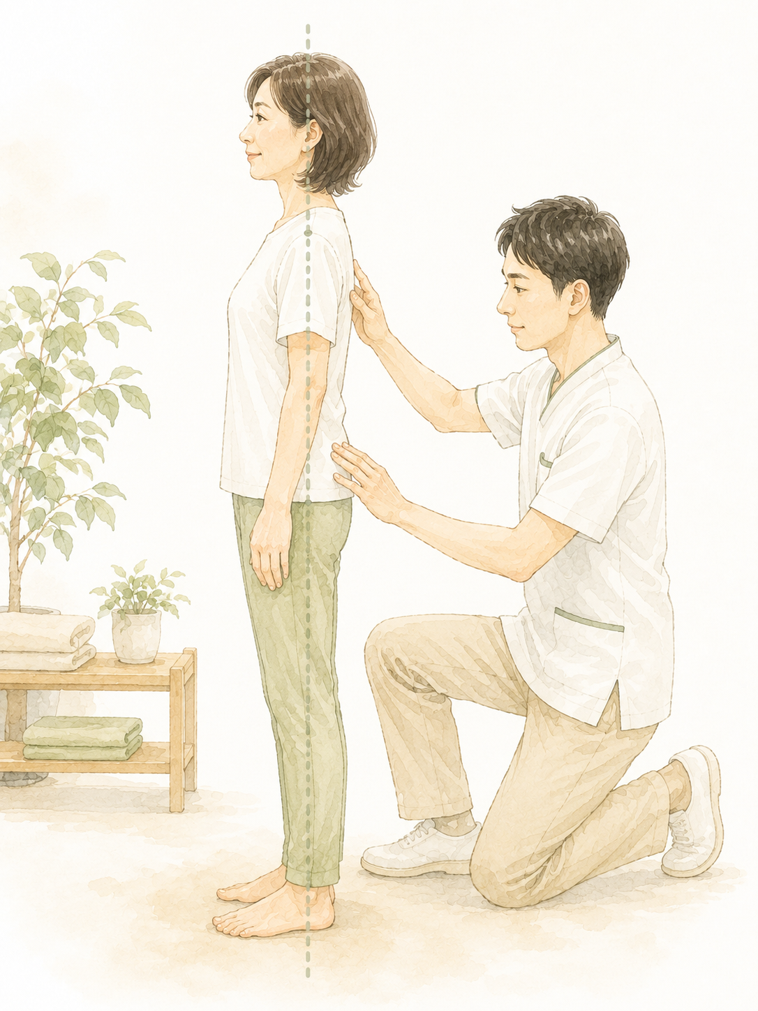 理学療法士による姿勢チェックのイラスト